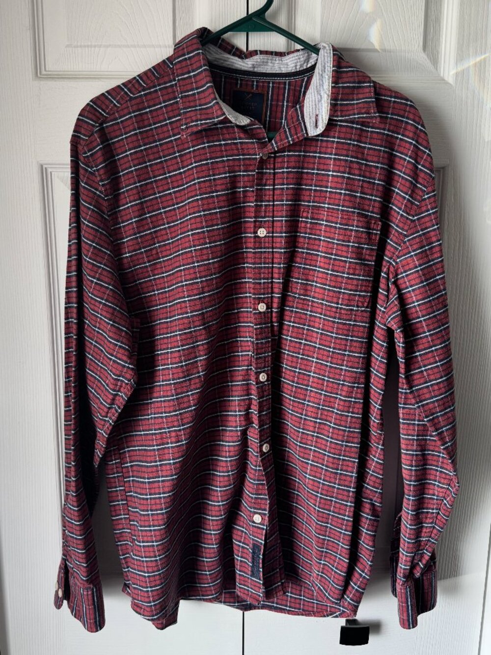 Denver Hayes Men’s XL Red Plaid Flannel Shirt Grunge Workwear Button Up